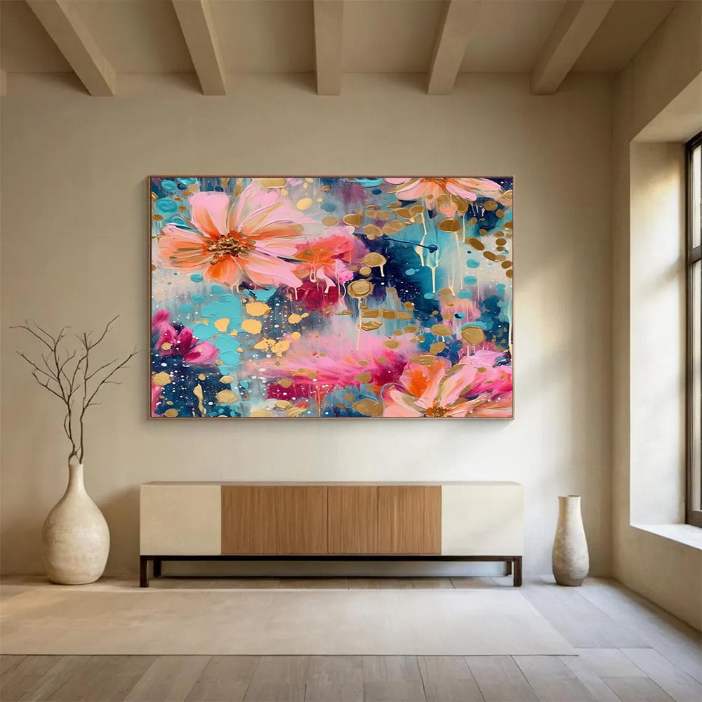 Floral Color Burst Abstract Painting for Luxury Spa Resorts YHT289