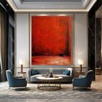 Deep Red Minimalist Space Abstract Painting of Intense Stillness GAB0165
