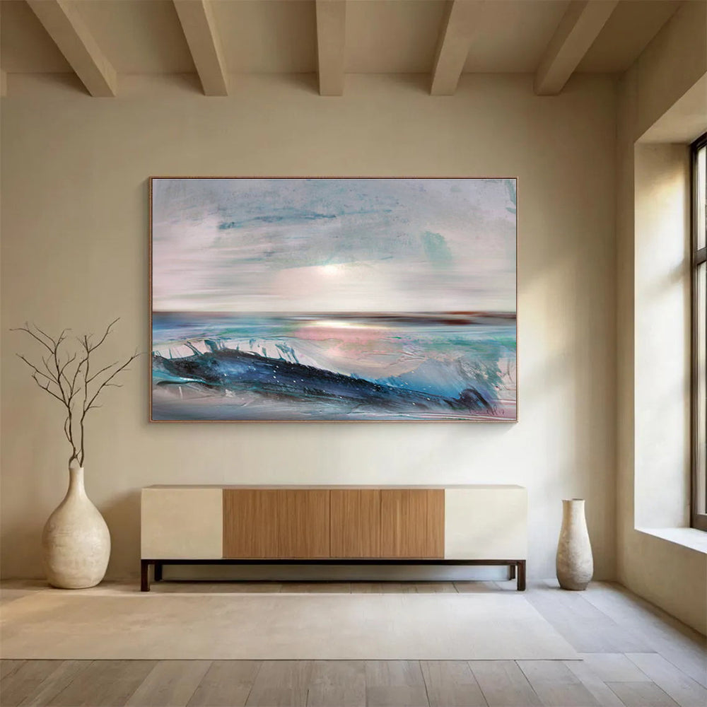 Serene Sea Abstract Painting for Coastal Retreats YHT148