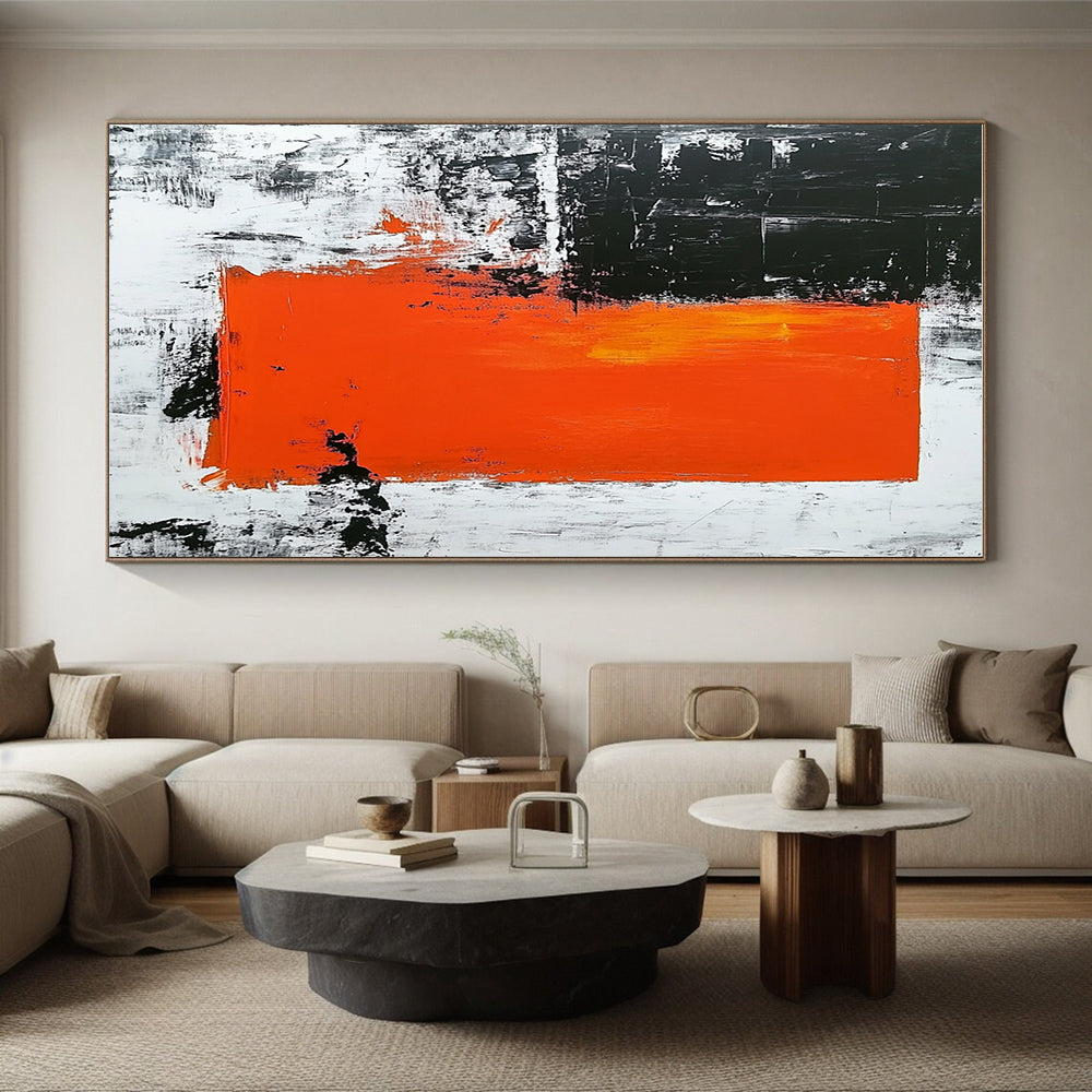 Orange - Black Abstract Contrast Painting with Dramatic Simplicity WINK499