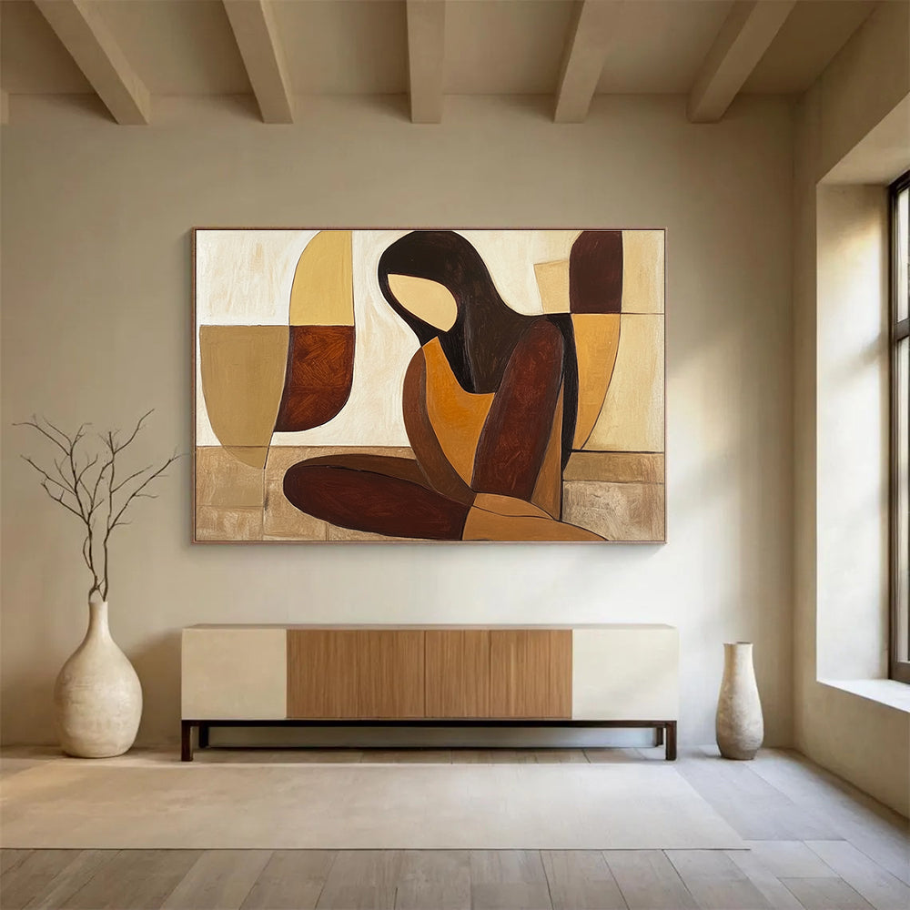 Geometric Figure Abstract Painting with Simplified, Serene Forms ABS496