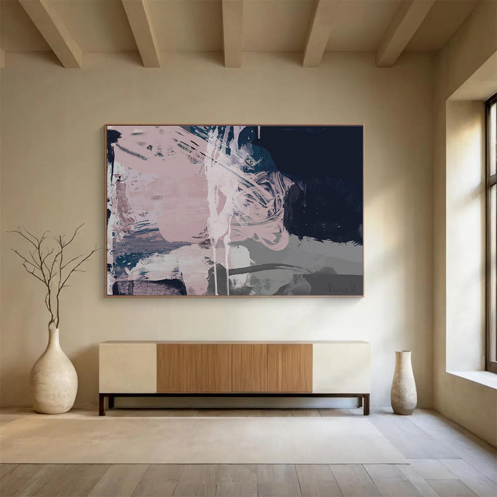 Soft Color Abstract Painting for Serene Bedrooms YHT142