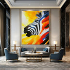 Colorful Zebra Portrait Abstract Painting of Vibrant Wildlife GAB0087