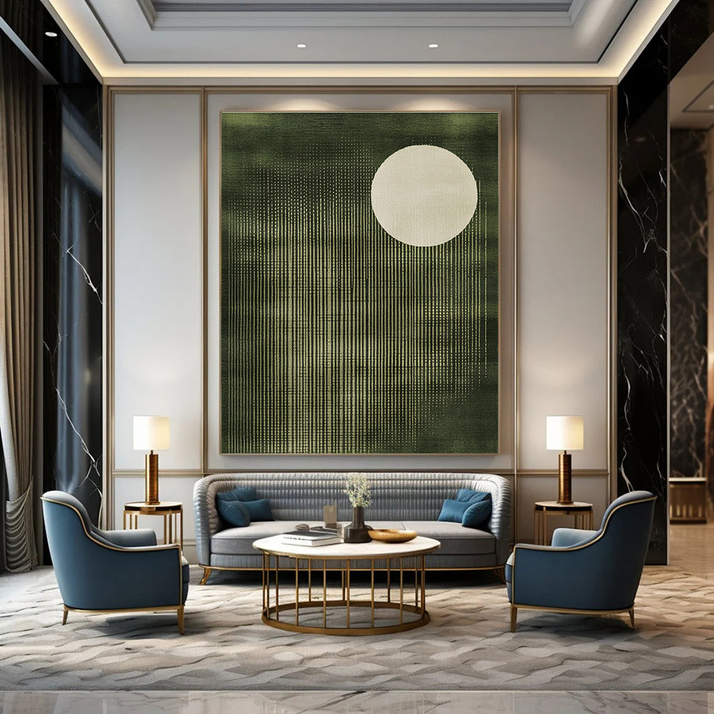 Green and White Circular Art - Minimalist Abstract Design GAB0407