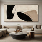 Minimalist Black and Beige Abstract Painting with Quiet Sophistication WINK314