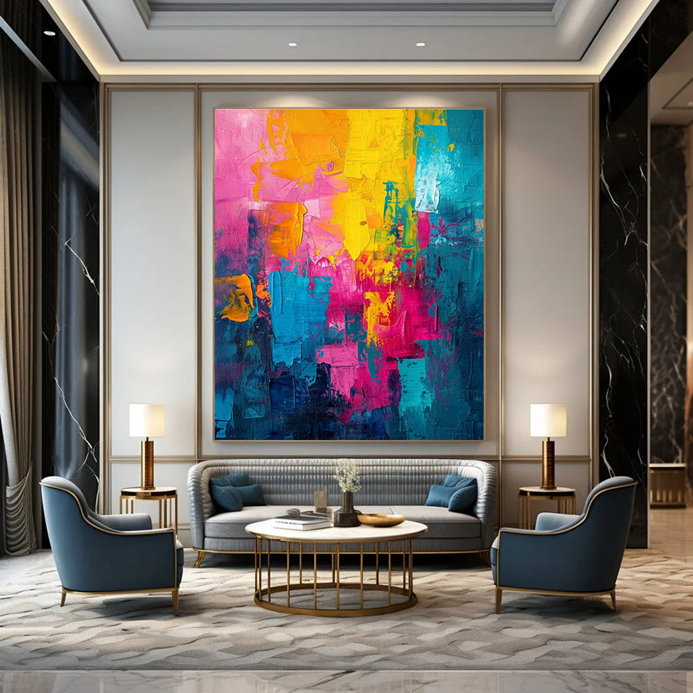 Vivid Color Block Abstract Painting for Modern Living Rooms HENG060