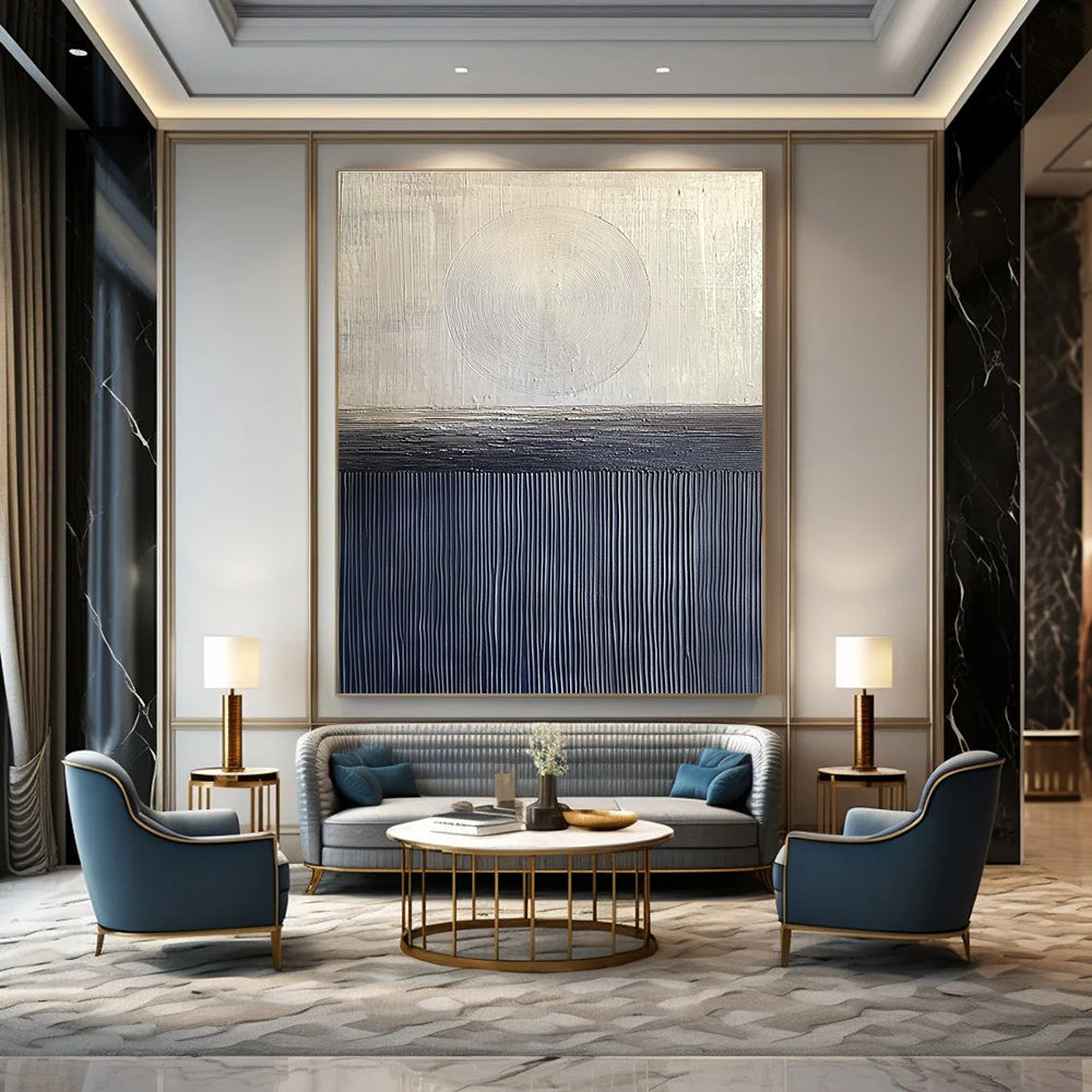 Silver and Black Textured Layers Painting of Industrial Chic GAB0166