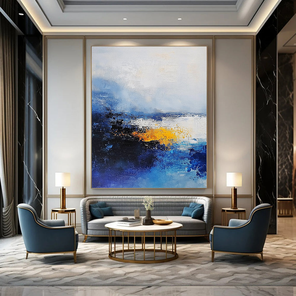 Blue and Yellow Abstract Sea - Expressive Coastal Abstract Art GAB0463