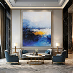 Blue and Yellow Abstract Sea - Expressive Coastal Abstract Art GAB0463