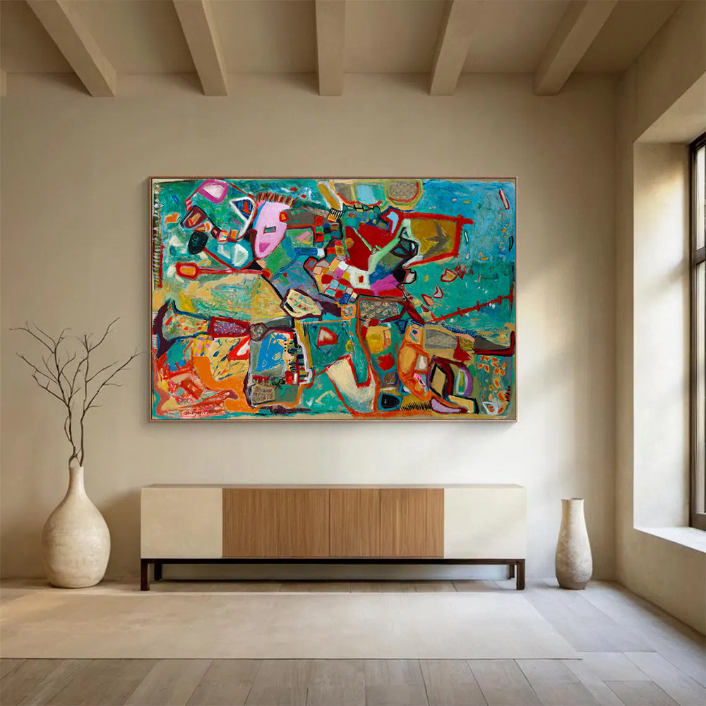 Colorful Geometric Abstract Painting for Modern Art Galleries YHT233