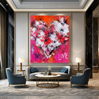 Abstract Floral Heart Painting for Love - Themed Cafes GAB1146