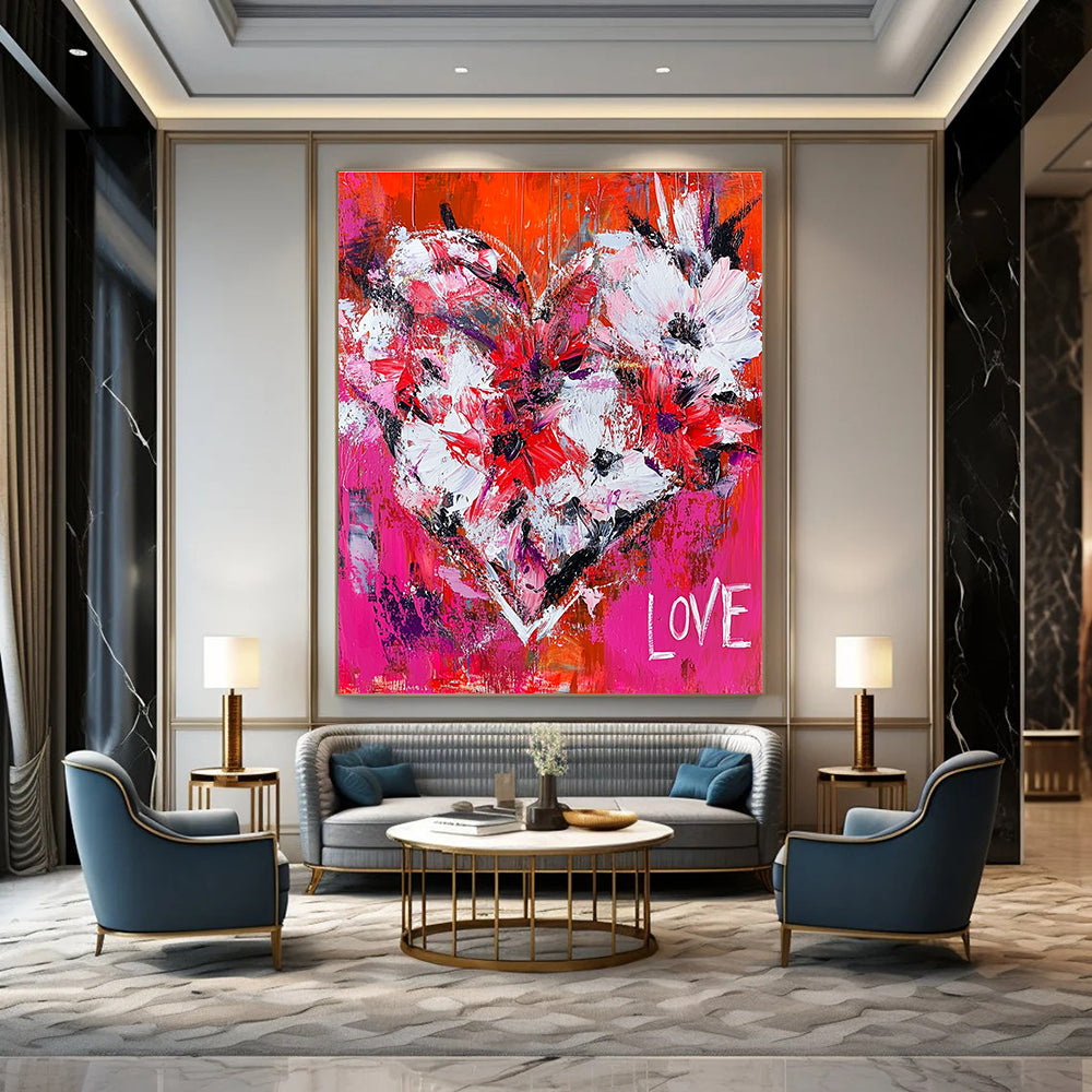 Abstract Floral Heart Painting for Love - Themed Cafes GAB1146