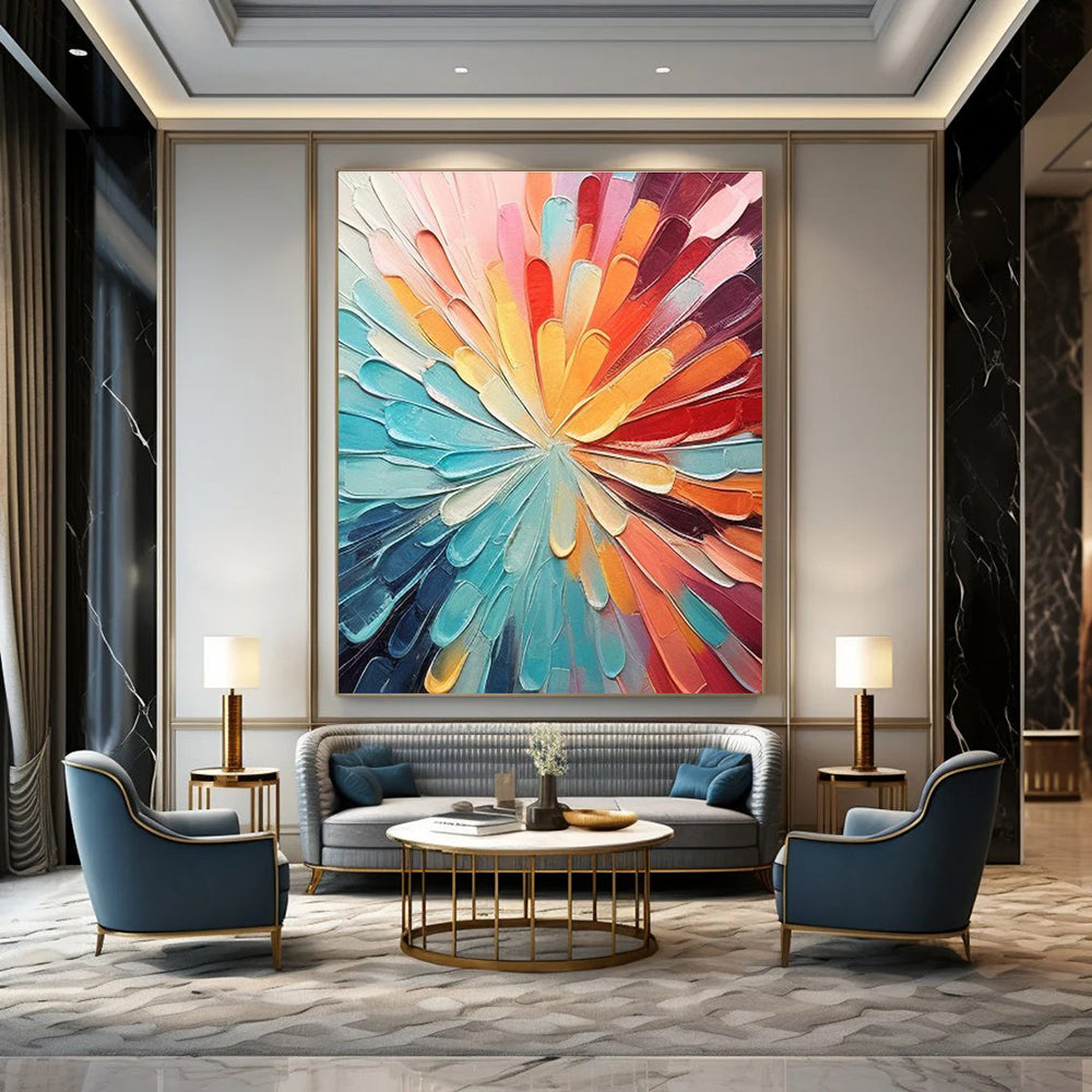 Eye - Catching Colorful Radial Abstract Painting for Dynamic Spaces HENG288