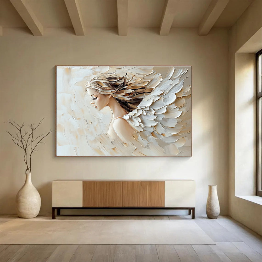 Angel - Winged Figure Abstract Painting with Impasto Technique ABS276