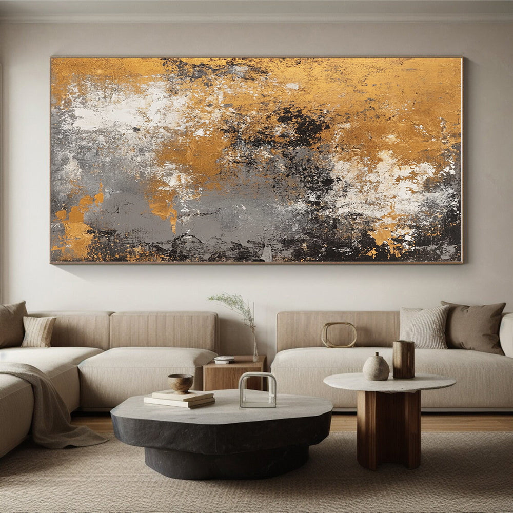 Gold and Gray Abstract Painting with Aged Elegance WINK319