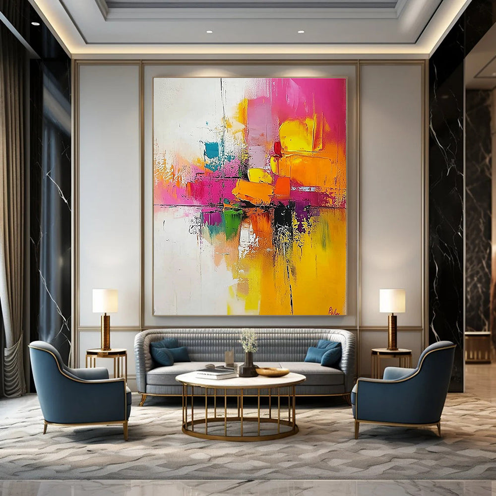 Colorful Geometric Reflection Abstract Painting for Trendy Cafes GAB0874