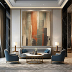 Earth - Toned Abstract Structure Painting for Rustic - Inspired Cafes HENG113