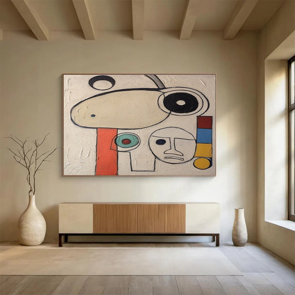 Abstract Faces and Shapes Painting with Whimsical Charm YHT011