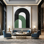 Green and Black Arches Minimalist Geometric Abstract Painting GAB0292