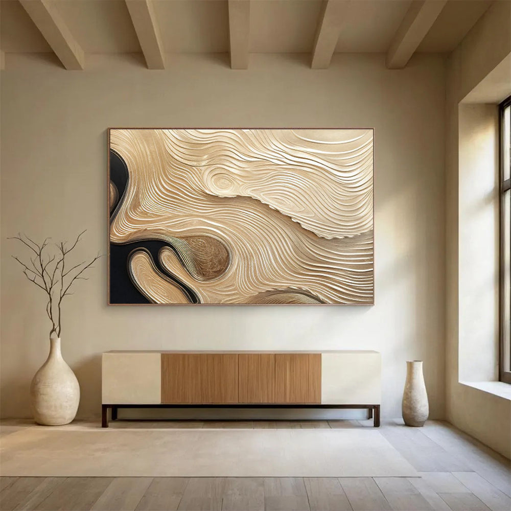 Golden Wave Abstract Painting for Luxurious Interiors YHT100