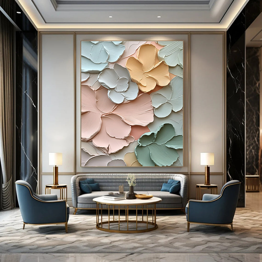 Pastel Flowers Abstract Painting with Smooth Textures GAB0006