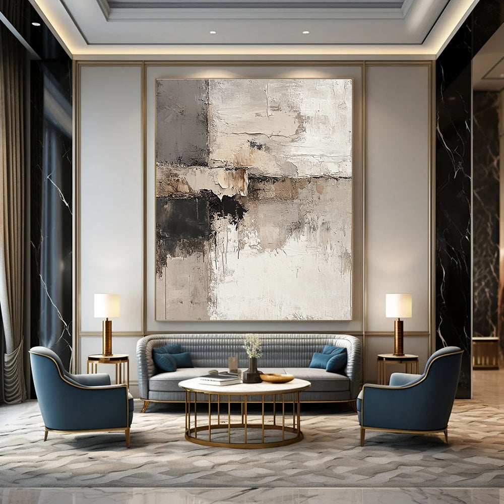 Earth - Toned Textured Abstract Painting for Industrial Interiors GAB0740