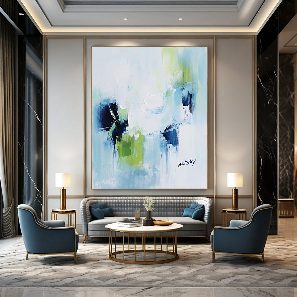 Cool Tones Abstract Painting for Minimalist Spa Retreats GAB1244