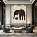 Elephant Silhouette Art Textured Wildlife Abstract Painting GAB0232