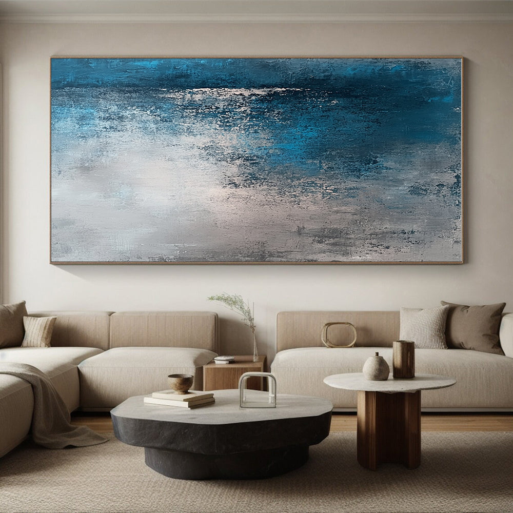 Blue - Gray Textured Abstract Painting with Subtle Depth WINK213