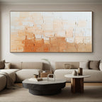 Beige - Textured Abstract Painting with Patchwork Design WINK864