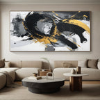 Gold - Black Abstract Swirl Painting with Elegant Movement WINK367