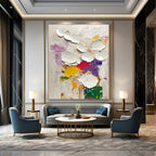 Textured White Flower Abstract Painting for Charming Florist Shops GAB0829
