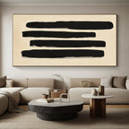 Black Vertical Strokes Abstract Painting with Minimalist Impact WINK240