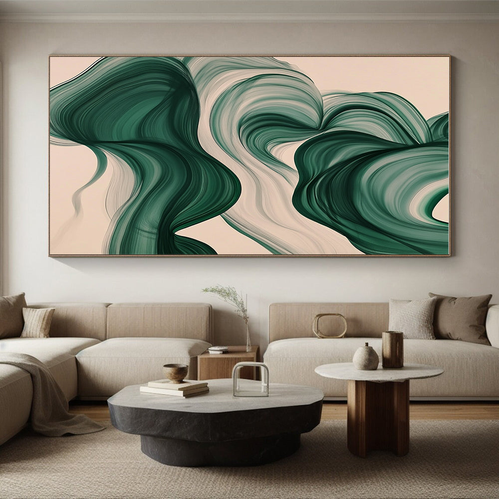 Green Abstract Waves Painting with Nature's Flow WINK423