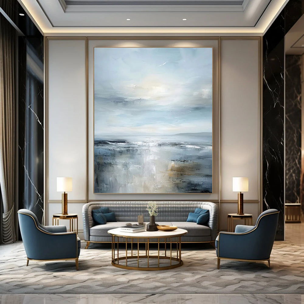 Calm Seascape Abstract Painting for Coastal Bedroom Retreats HENG059