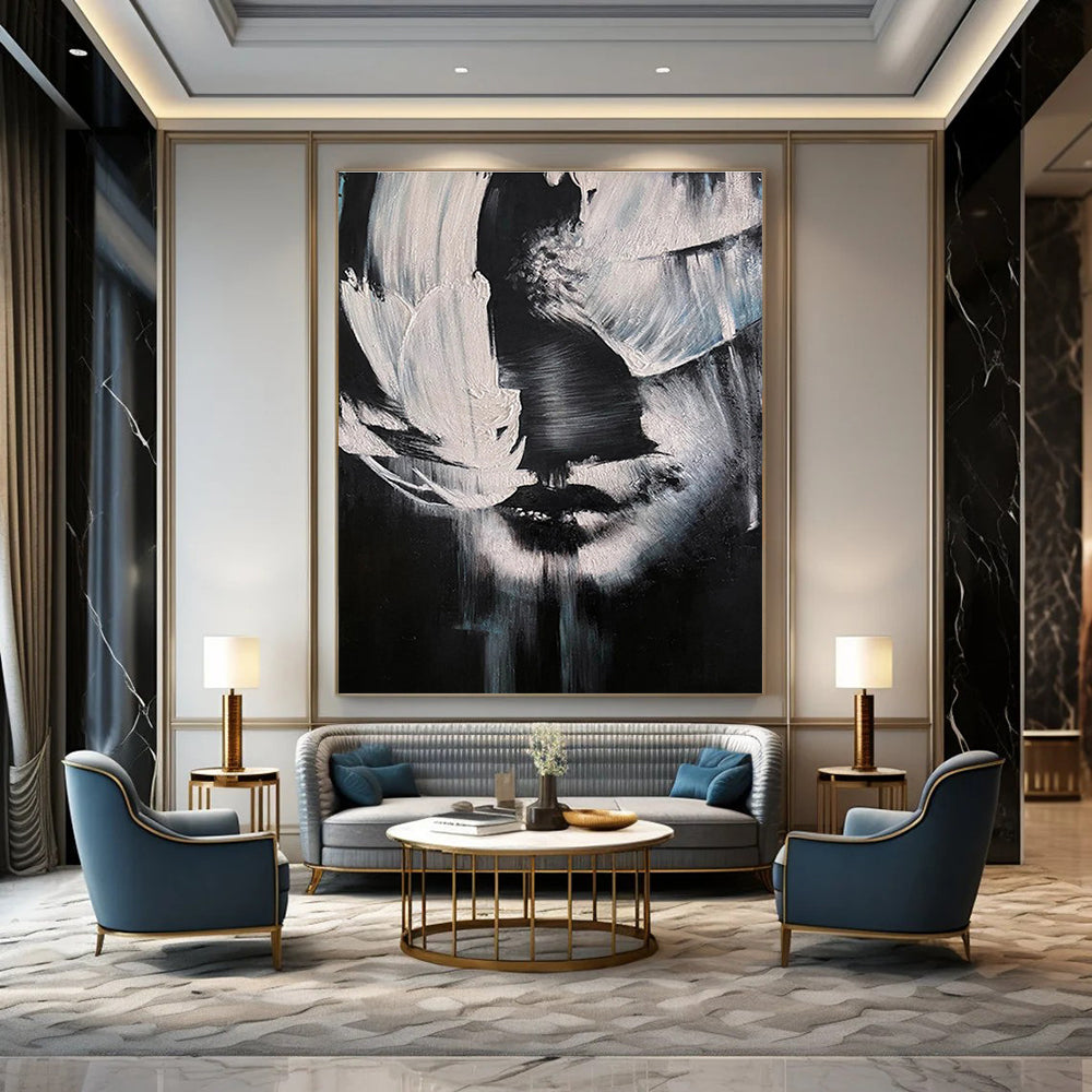 Black and White Abstract Face Painting for Contemporary Art Galleries HENG331