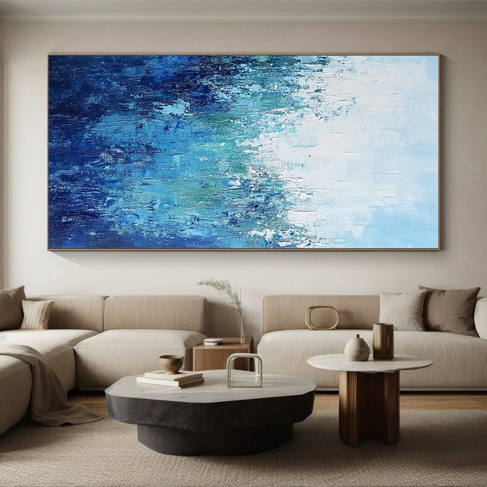 Blue Textured Abstract Painting with Calming Depths WINK693