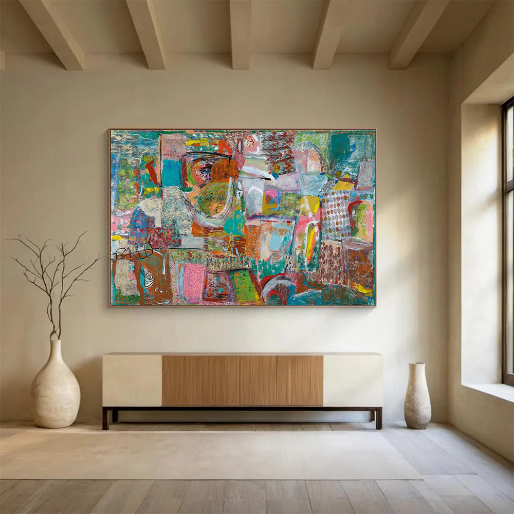 Mixed - Media Abstract Painting for Creative Studio Decor YHT236