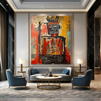 Tribal Figure with Headdress Abstract Painting for Cultural - Art Spaces HENG108