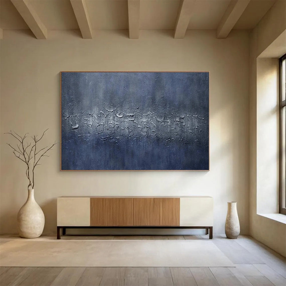 Blue Textured Abstract Painting for Modern Corporate Lounges YHT392