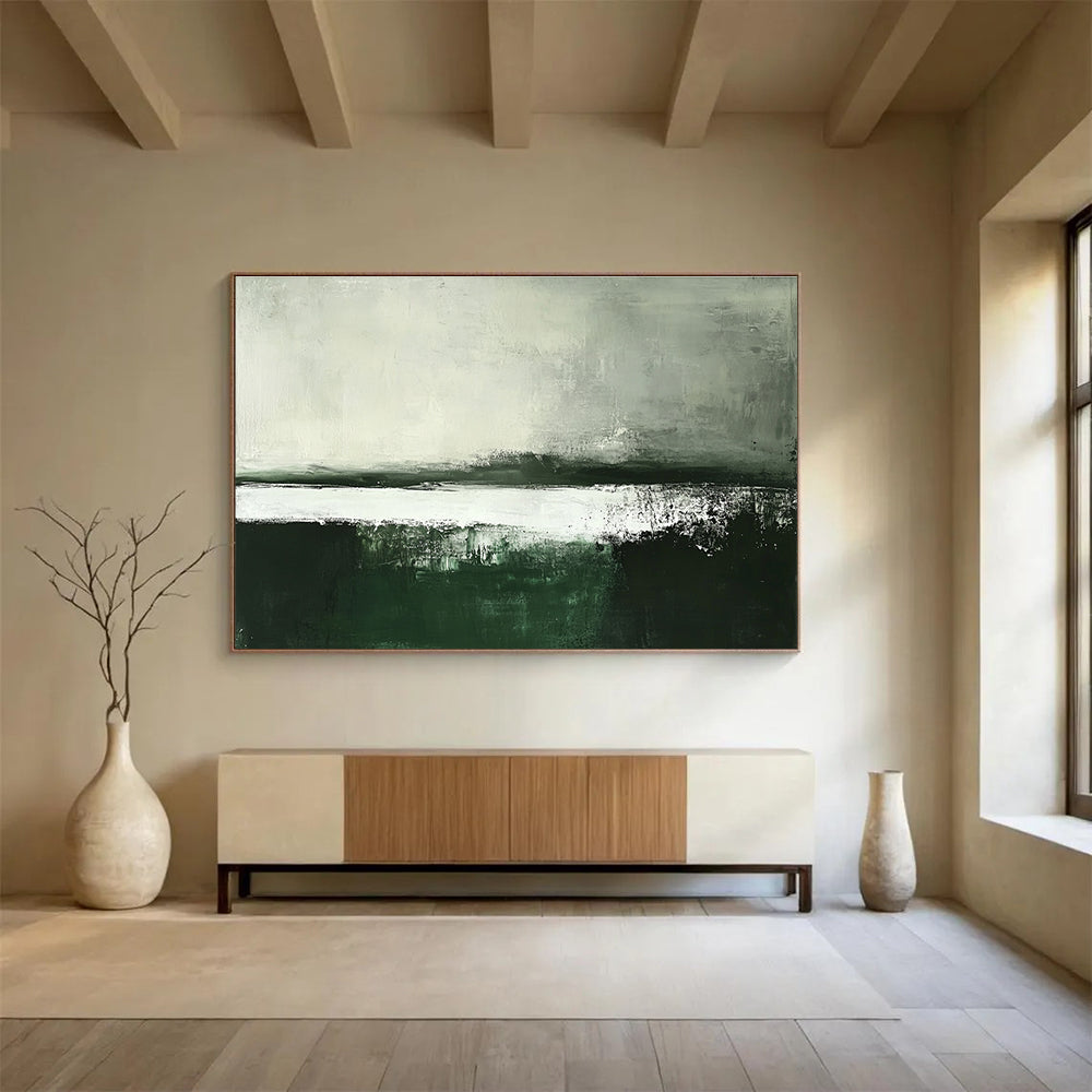 Green - Gray Abstract Horizon Painting ABS215