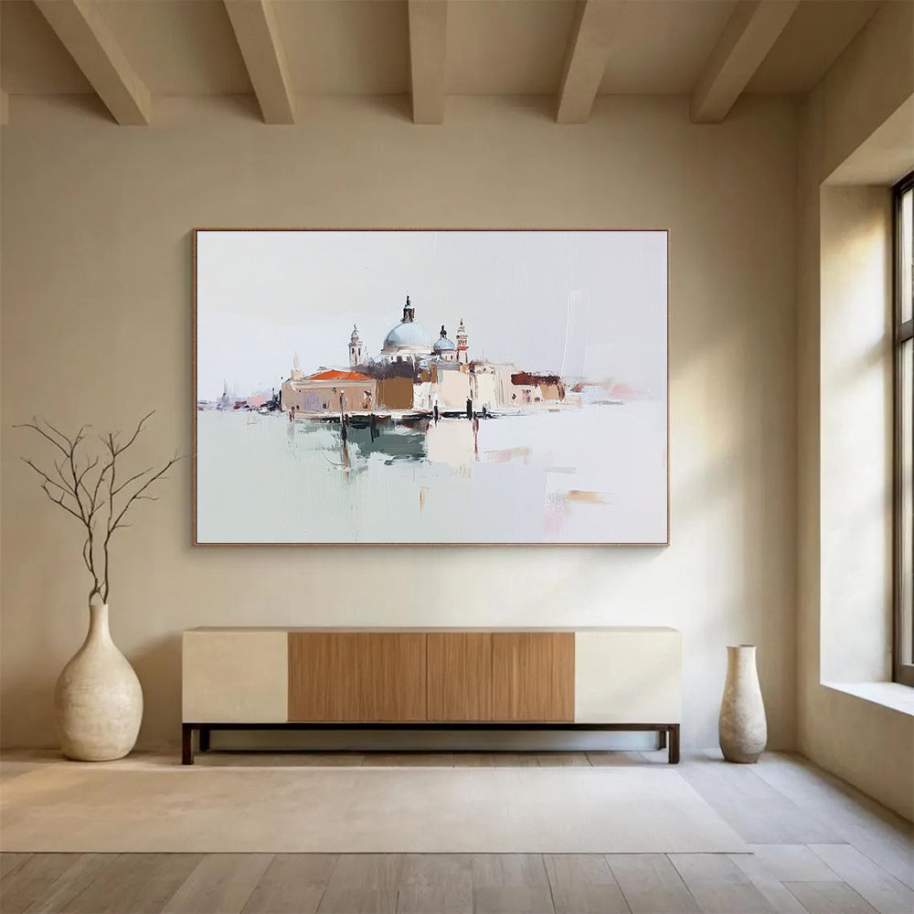Venice Landscape Abstract Painting with Soft Color Palette ABS285