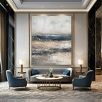 Gray and Blue Sea Abstract Painting for Coastal - Inspired Homes GAB0976