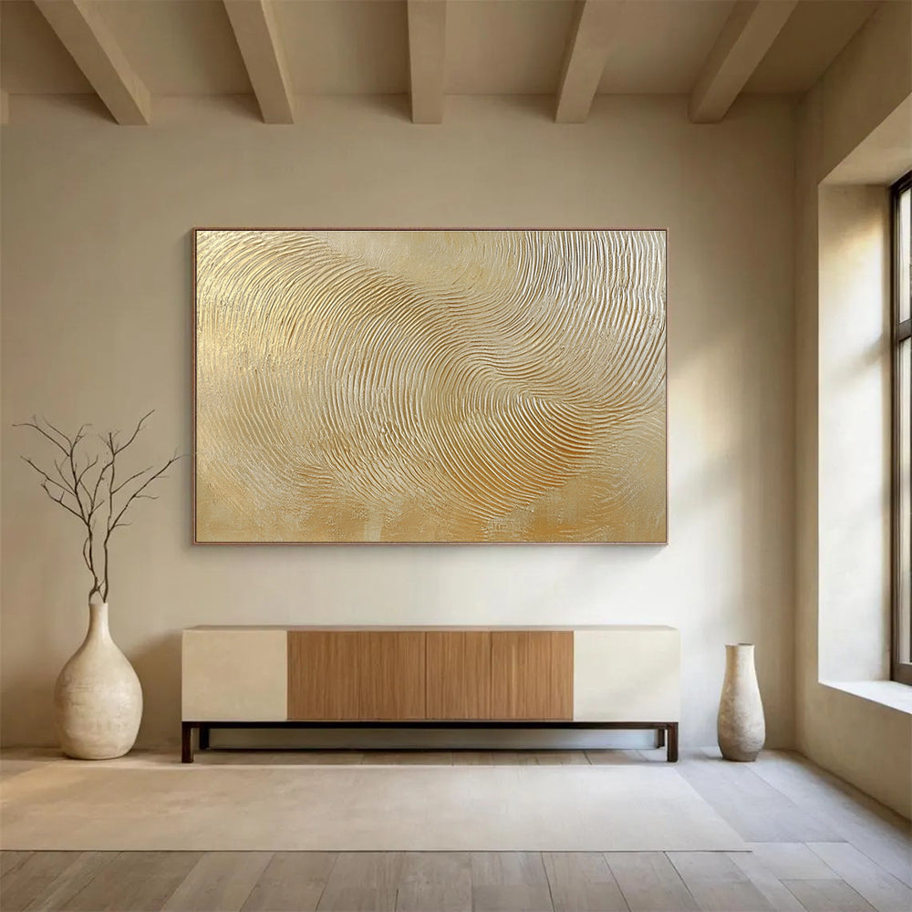 Luxurious Golden Waves Art Celebrating Opulence and Dynamic Movement Abstract Painting ABS150