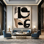 Black and Beige Geometric Abstract Painting for Industrial - Chic Lofts GAB0964