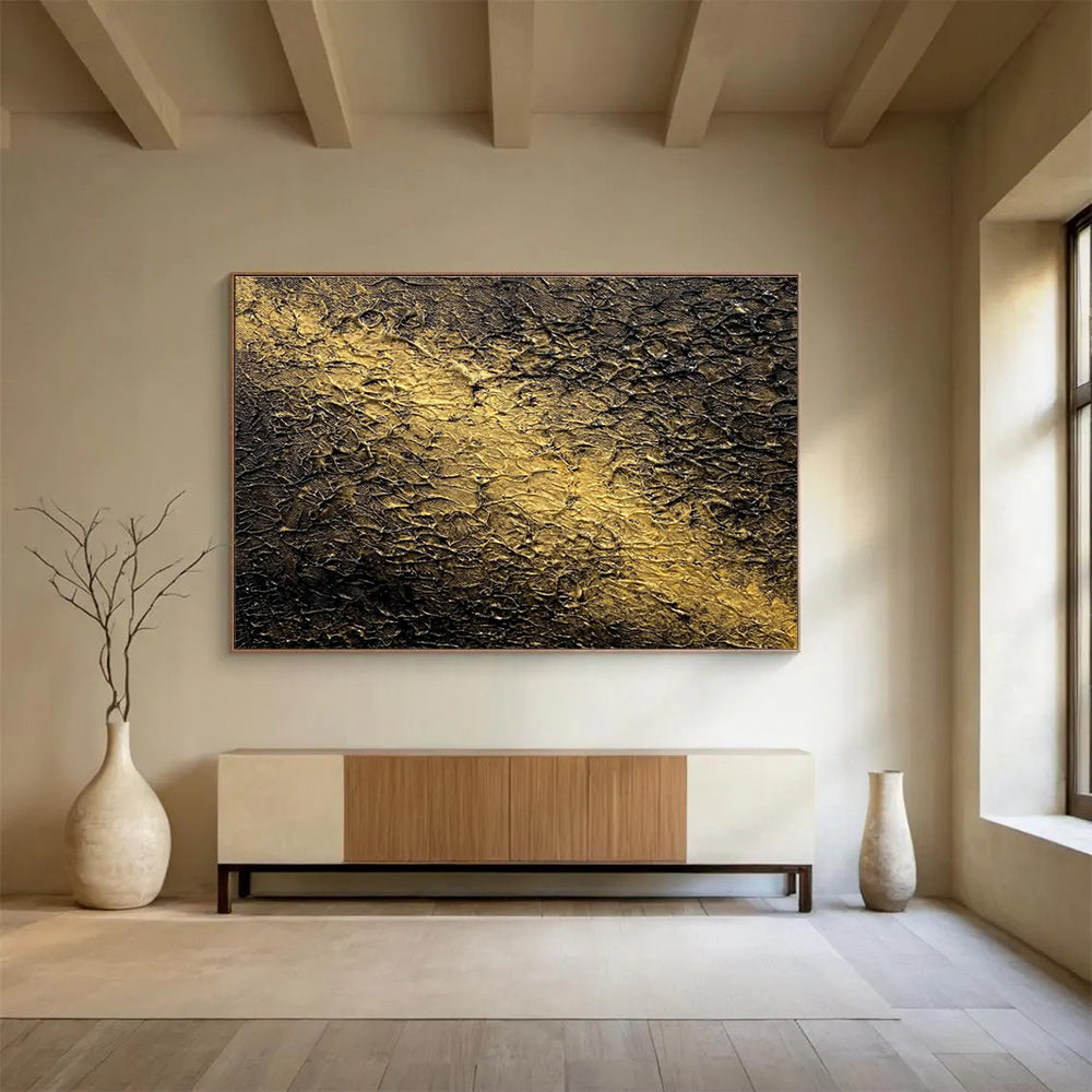 Golden Textured Abstract Painting for Luxury Hotel Lobbies YHT370