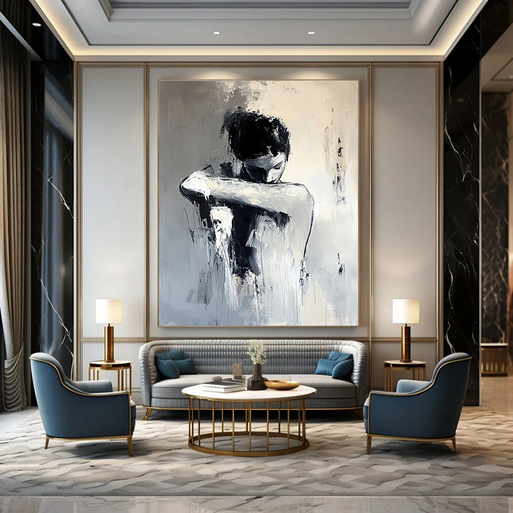 Contemplative Figure - Expressive Abstract Painting GAB0578