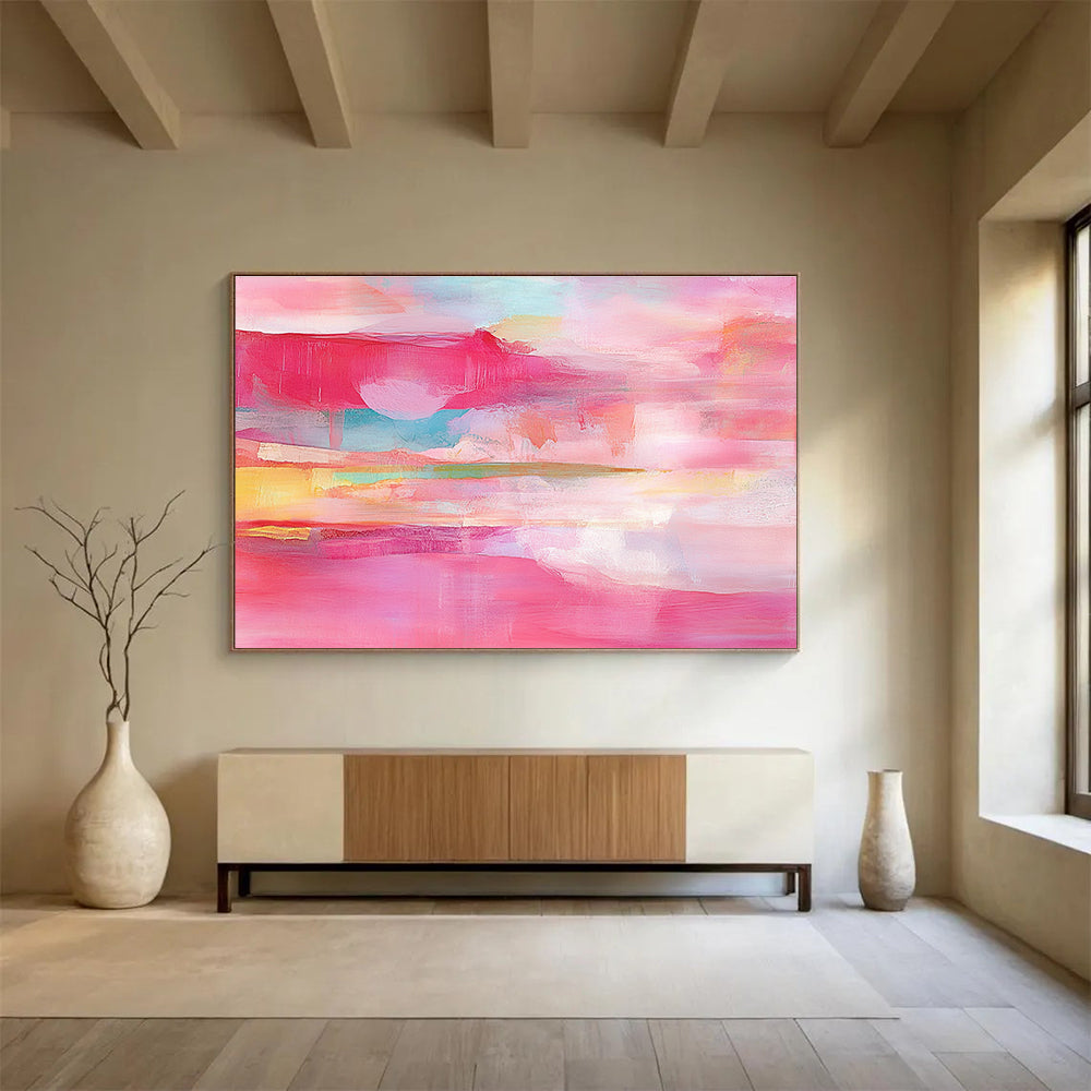 Pink - Toned Abstract Layers Painting with Soft, Romantic Transitions ABS495