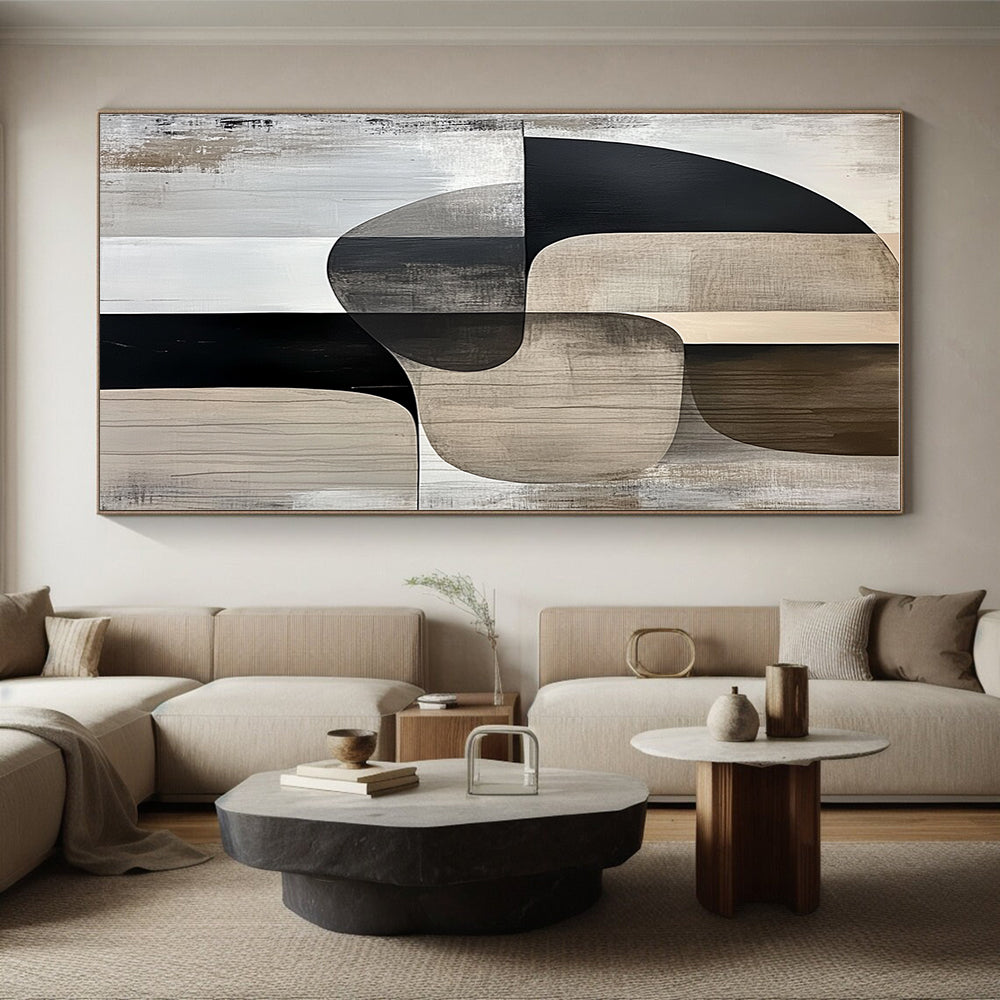 Monochrome Shapes Abstract Painting with Timeless Simplicity WINK694