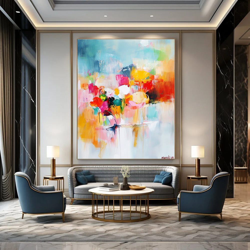 Colorful Flower - Themed Abstract Painting for Art - Loving Gardens GAB0889